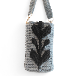 Woven Leaf Pouch — Black Grey