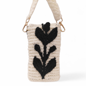 Woven Leaf Pouch — Black White