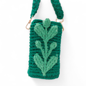 Woven Leaf Pouch — Lime & Forest Green