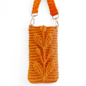 Handmade Crochet Phone Pouch — Maple Orange / Two-Tone