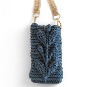 Handmade Crochet Phone Pouch — Navy Dark Blue / Two-Tone