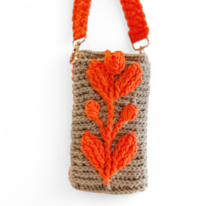 Woven Leaf Pouch — Orange Beige