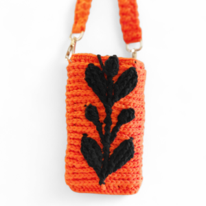 Woven Leaf Pouch — Orange Black