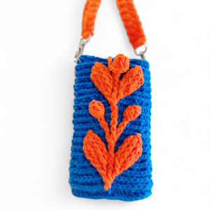 Woven Leaf Pouch — Orange Blue
