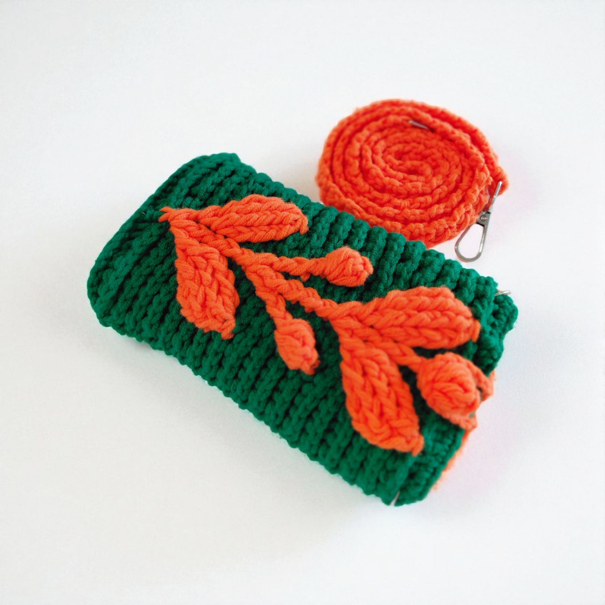 Woven Leaf Pouch — Orange Green - Image 2