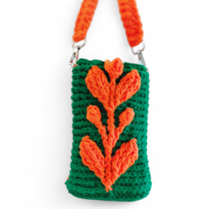 Woven Leaf Pouch — Orange Green