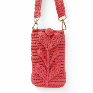 Woven Leaf Pouch — Pink