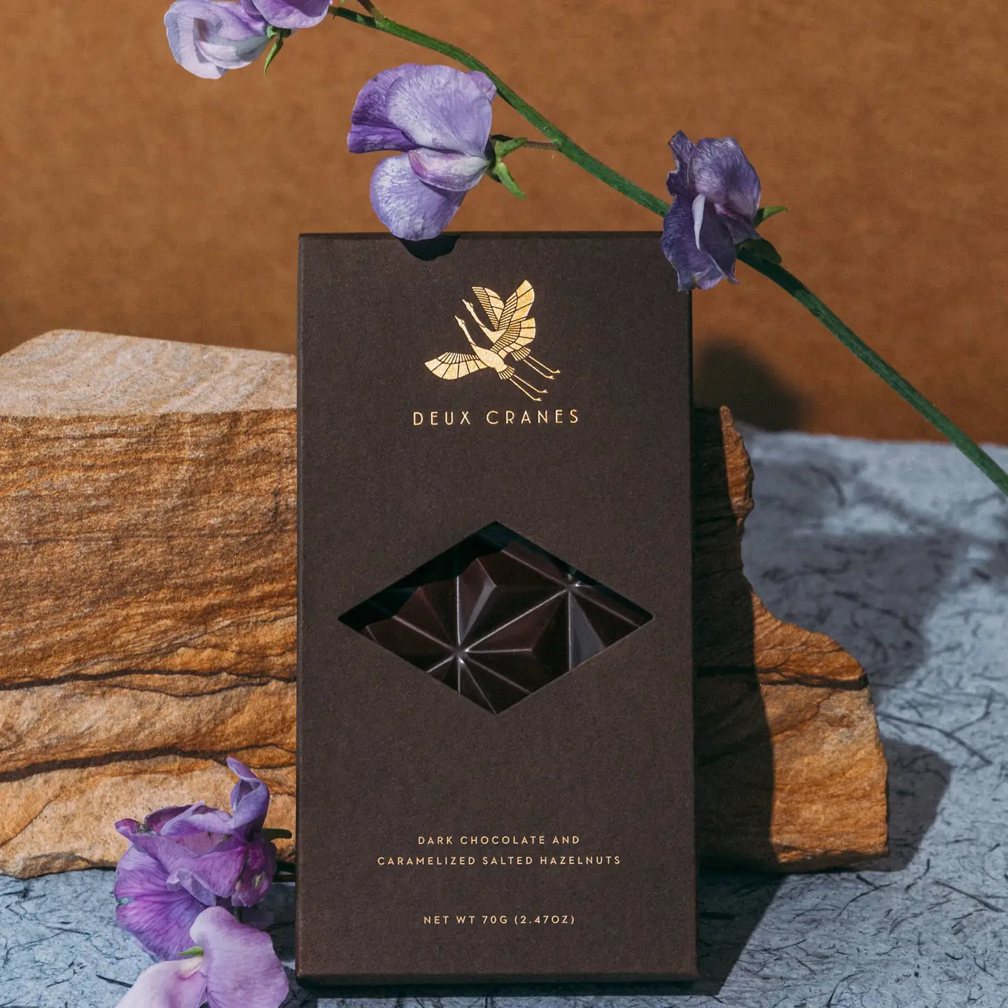 Deux Cranes Dark Chocolate & Caramelized Salted Hazelnuts - Dairy Free (70g)