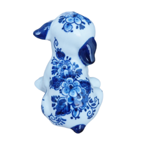 Hand-Painted Delft Blue Puppy Figurine