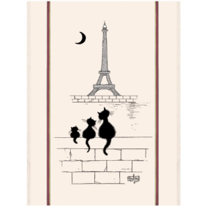 French Tea Towel - Dubout Eiffel Tower Cats (Large Size)