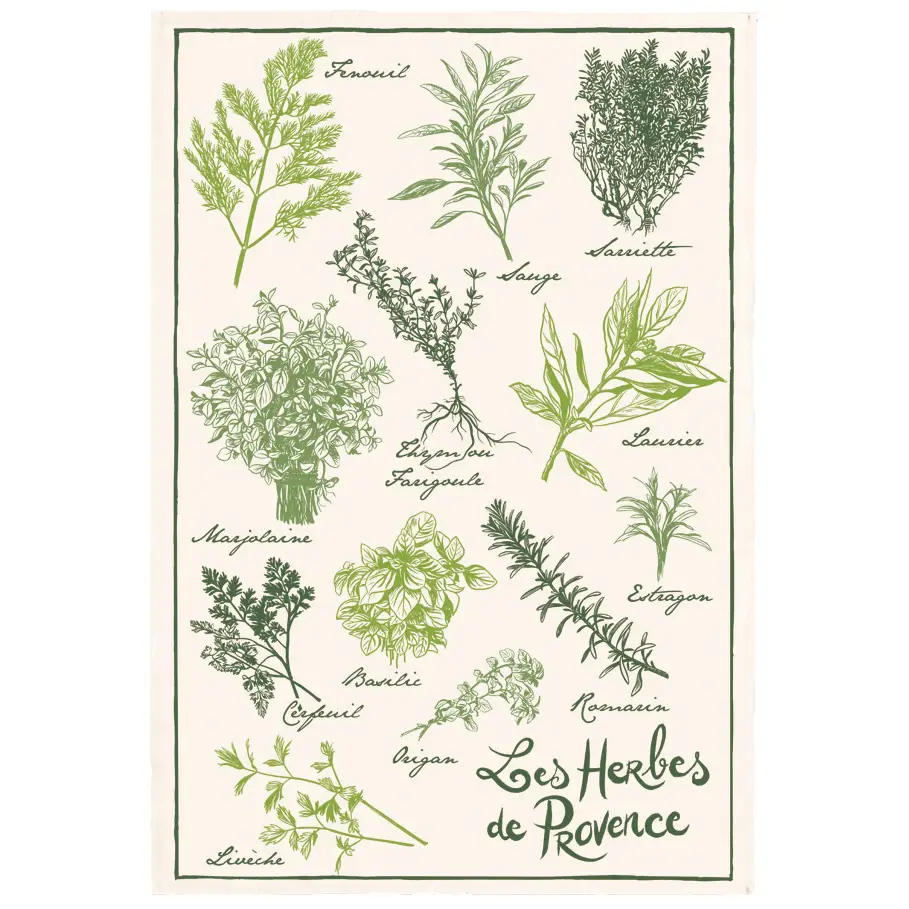 French Tea Towel - Les Herbes De Provence