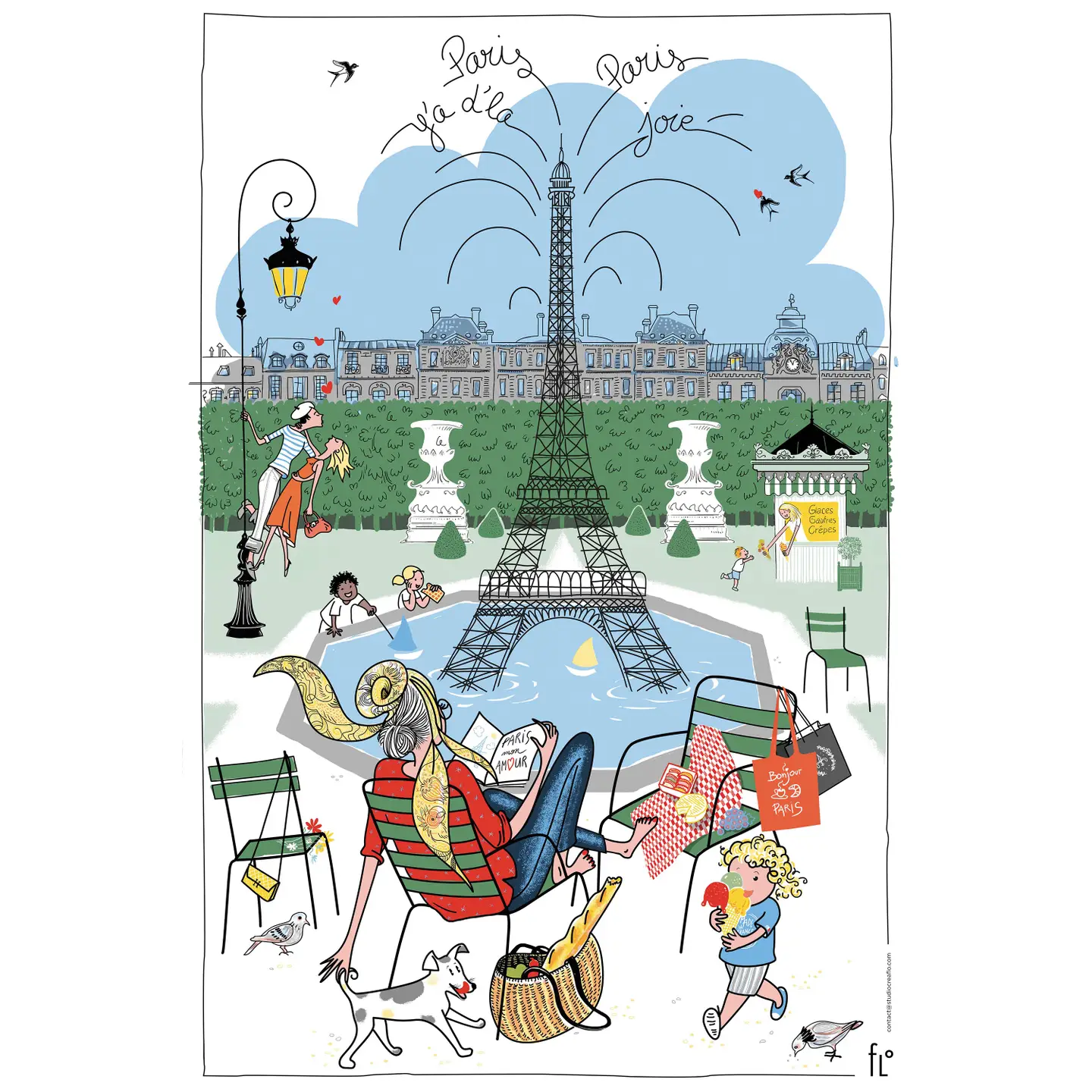 French Tea Towel - Les Jardins Parisian Garden