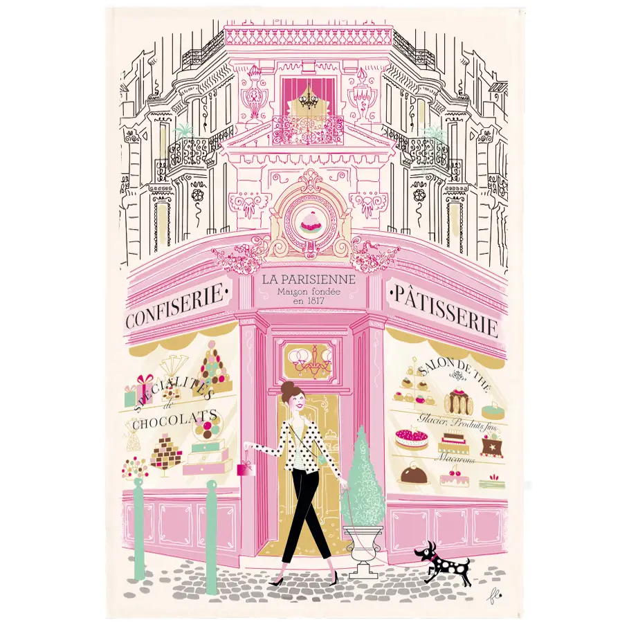 French Tea Towel - Pâtisserie Façade