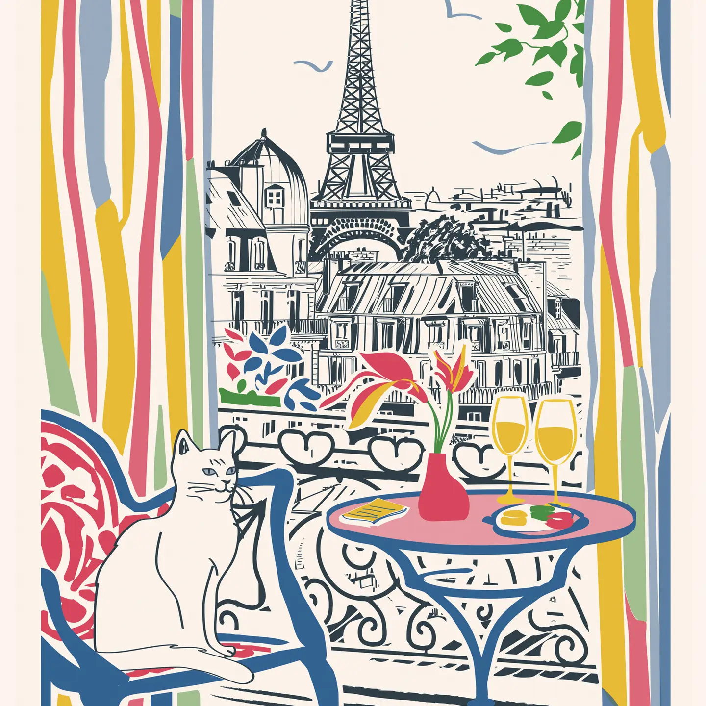 French Tea Towel - Window On Paris
