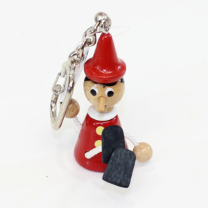Handmade Pinocchio Wooden Key Chain (Sitting)