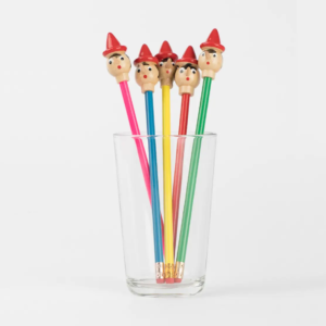 Handmade Pinocchio Wooden Pencils (Set of 6 Multi-Color)