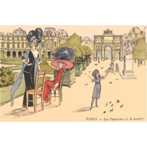 Postcard - Tuileries and Louvre