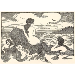 Postcard - Woodcut of Mermaids