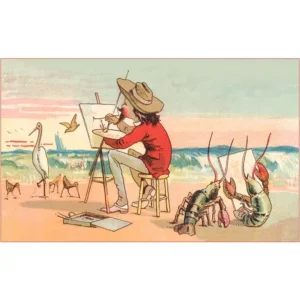 Postcard - Painter on the Beach, Lobster Critics